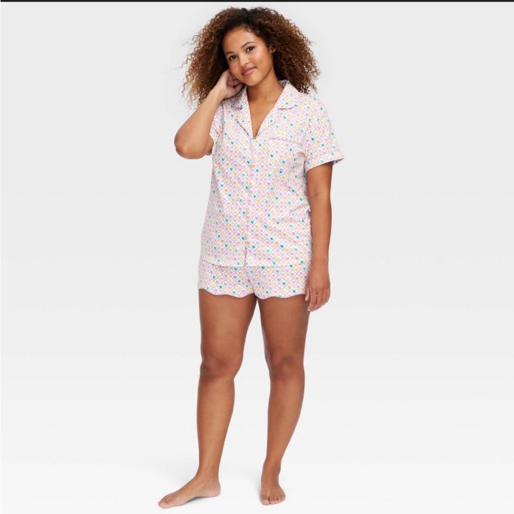 Roller Rabbit x Target Geo Hearts Pajama Set Pink Purple Limited Collab NWT